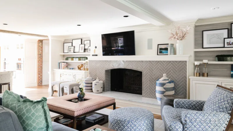 Fireplace view in living room