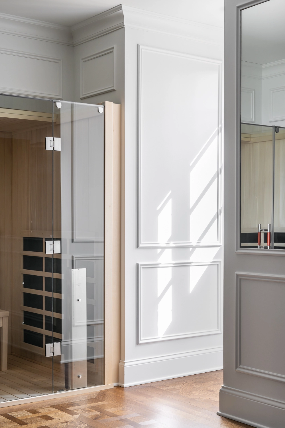 Luxury Home Gym with traditional millwork a