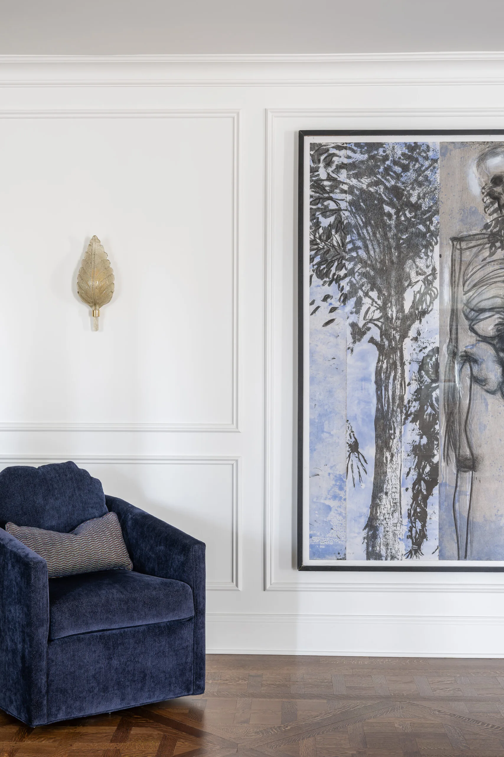 Luxury Home Gym with traditional millwork and large artwork