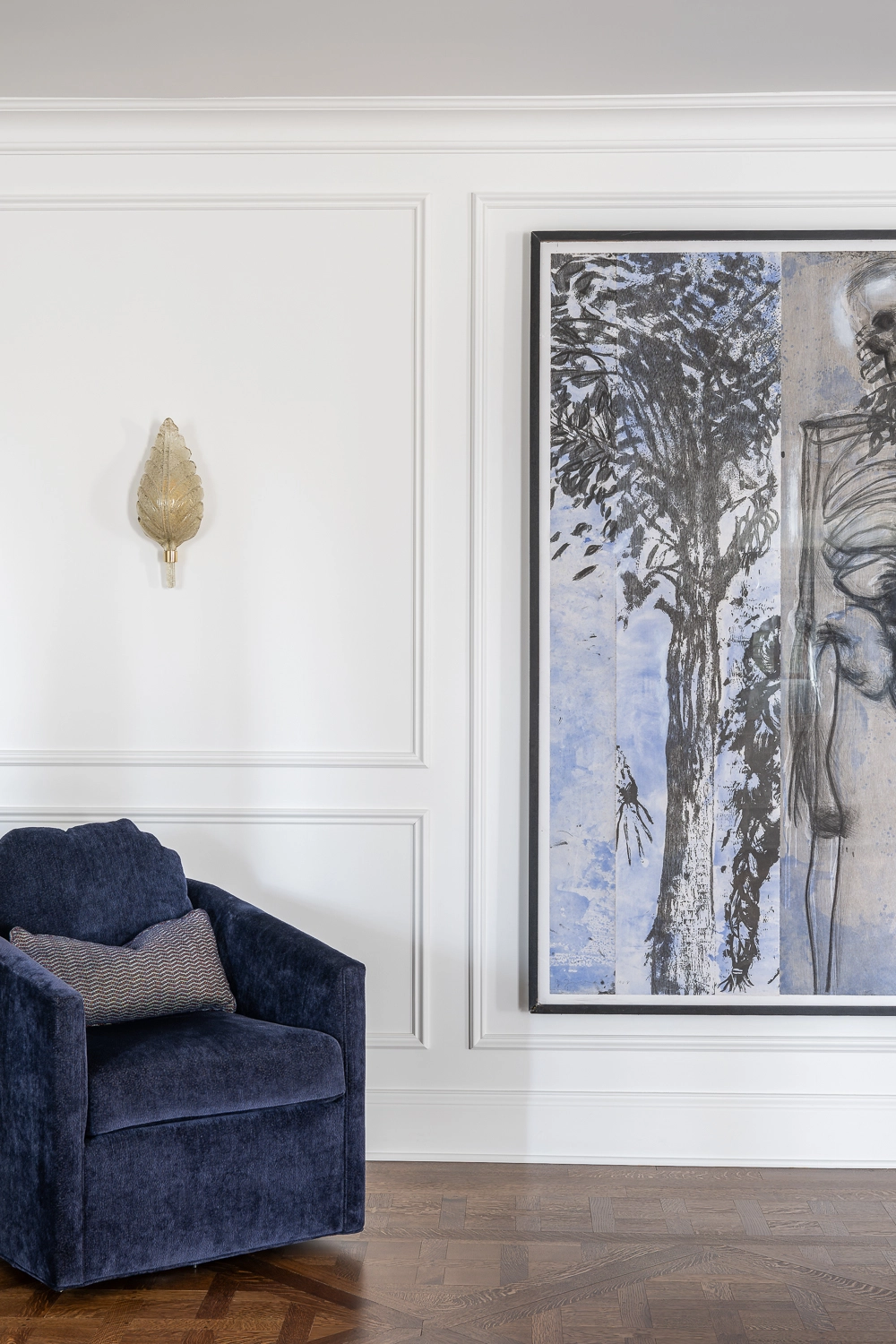 Luxury Home Gym with traditional millwork and modern artwork